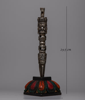 Phurba and Stand | Hand-carved Iron Phurba Dagger Kila for Home Decor