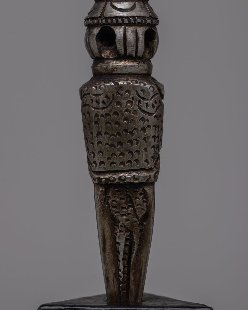 Phurba and Stand | Hand-carved Iron Phurba Dagger Kila for Home Decor