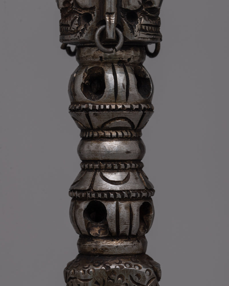 Phurba and Stand | Hand-carved Iron Phurba Dagger Kila for Home Decor