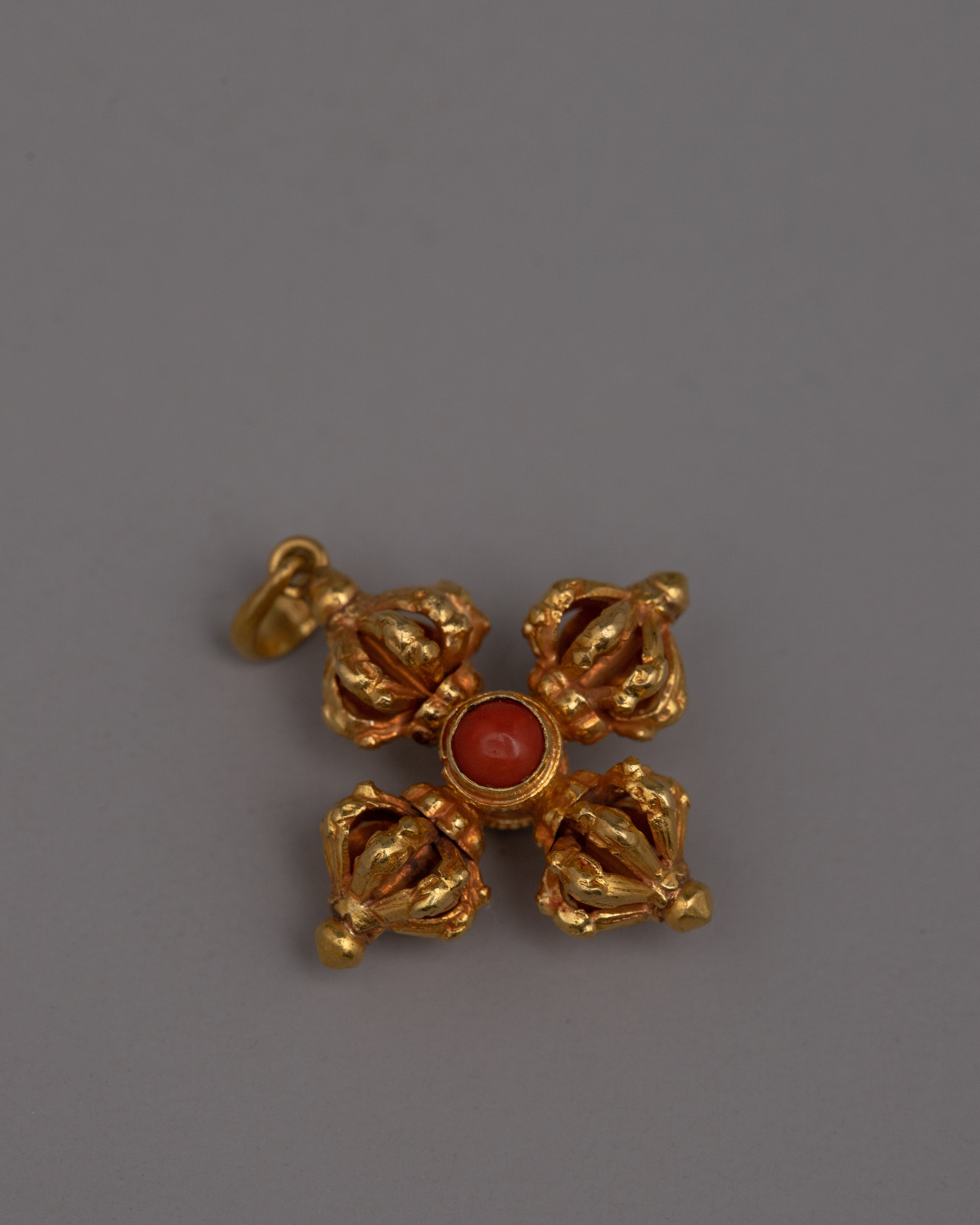 Elegant Vishwa Vajra Gold Locket | Handcrafted Buddhist Jewelry