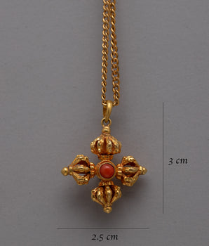 Elegant Vishwa Vajra Gold Locket | Handcrafted Buddhist Jewelry