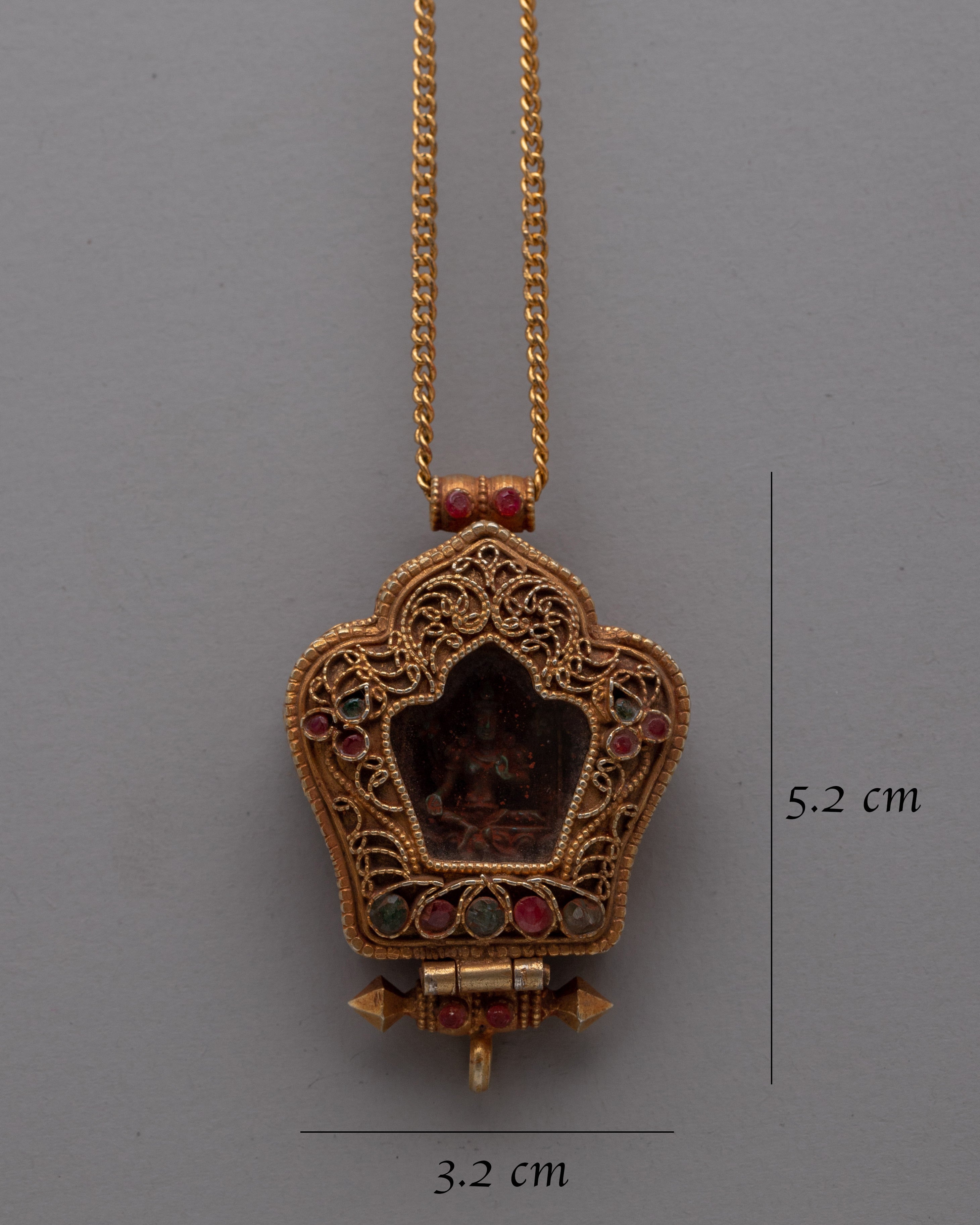 Green Tara Tibetan Ghau Pendant | Mother Tara Amulet for Spiritual Protection and Devotion