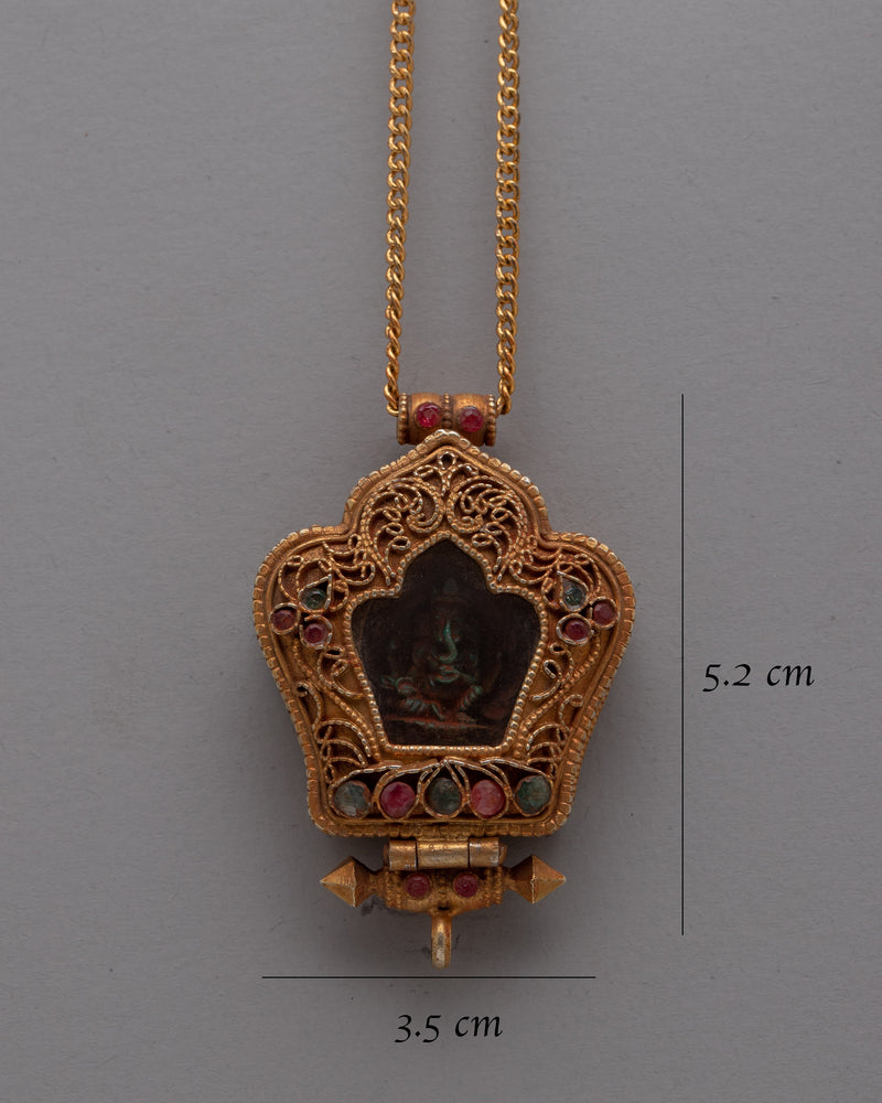 Lord Ganesh Ghau Locket | Spiritual Amulet Infusing Wisdom, Prosperity, and Protection