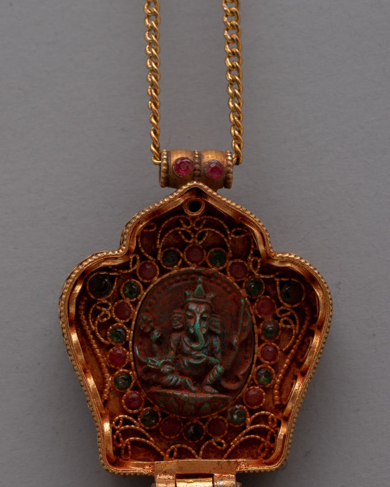 Lord Ganesh Ghau Locket | Spiritual Amulet Infusing Wisdom, Prosperity, and Protection