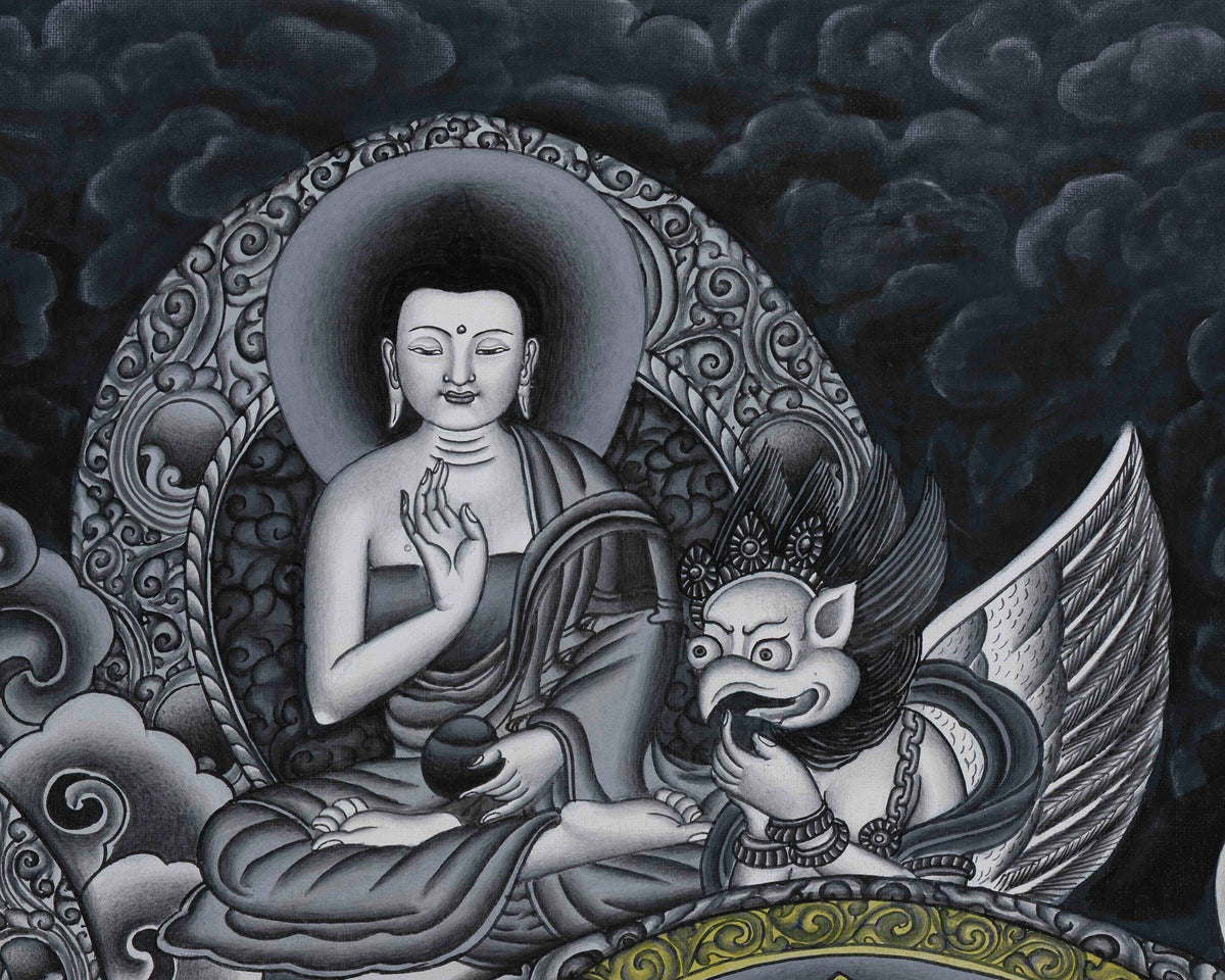 Goddess Green Tara Digital Print | Monochromatic Giclée on Cotton Canvas