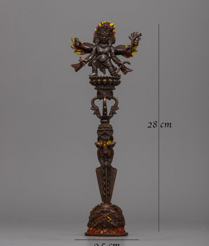 Mahakala Phurba with Stand | Authentic Buddhist Winged Deity With Spiritual Dagger Charm