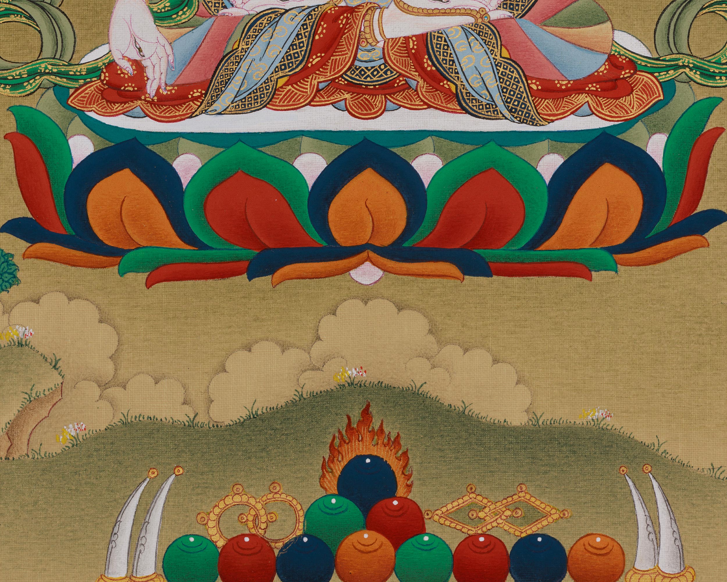 White Tara With Amitabha Buddha Art | Female Bodhisattva And Buddha in Tibetan Buddhism