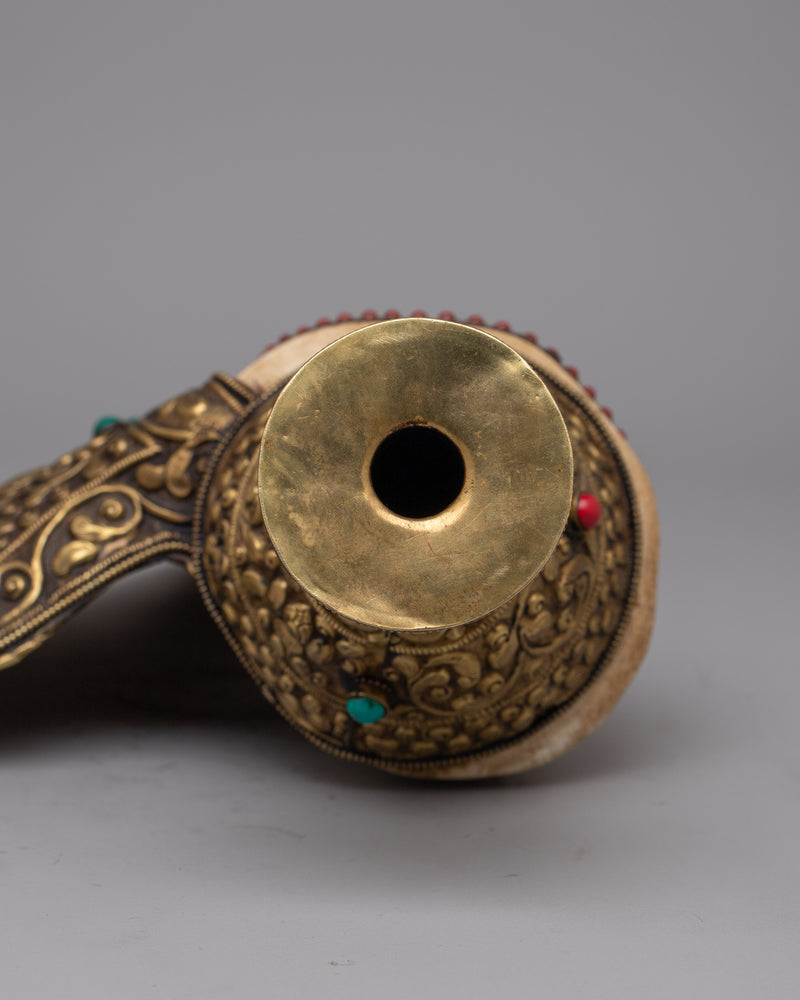 Brass Shankha | Buddhist Conch Shell for Sacred Rituals and Spiritual Devotion