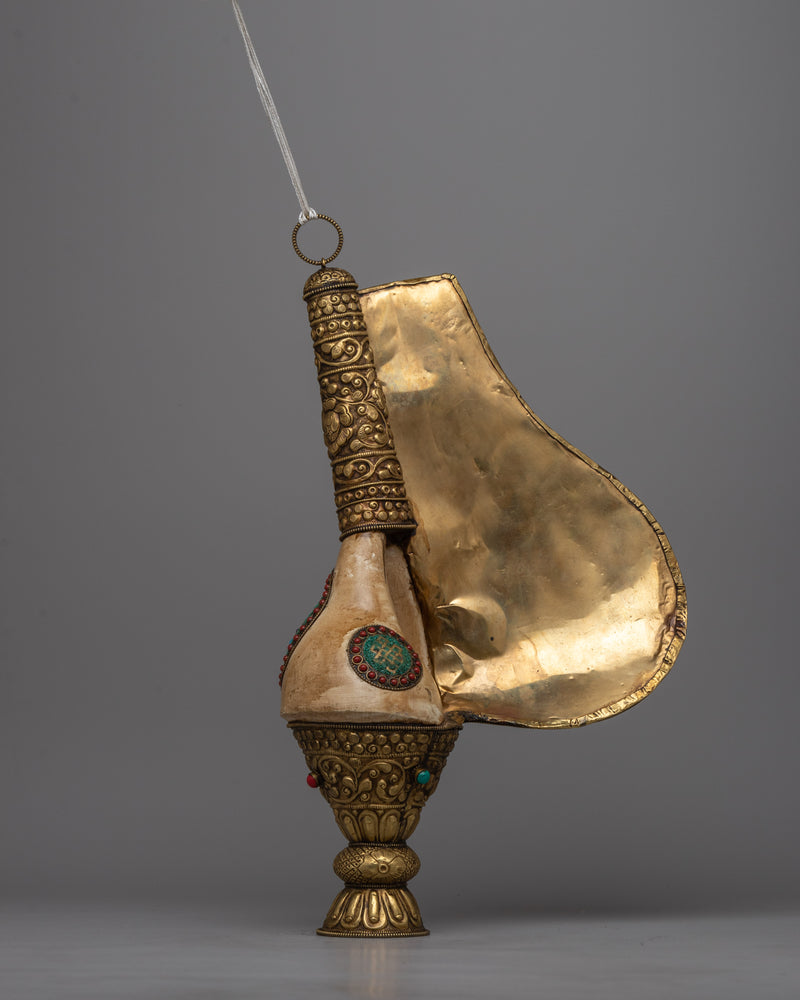 Brass Shankha | Buddhist Conch Shell for Sacred Rituals and Spiritual Devotion