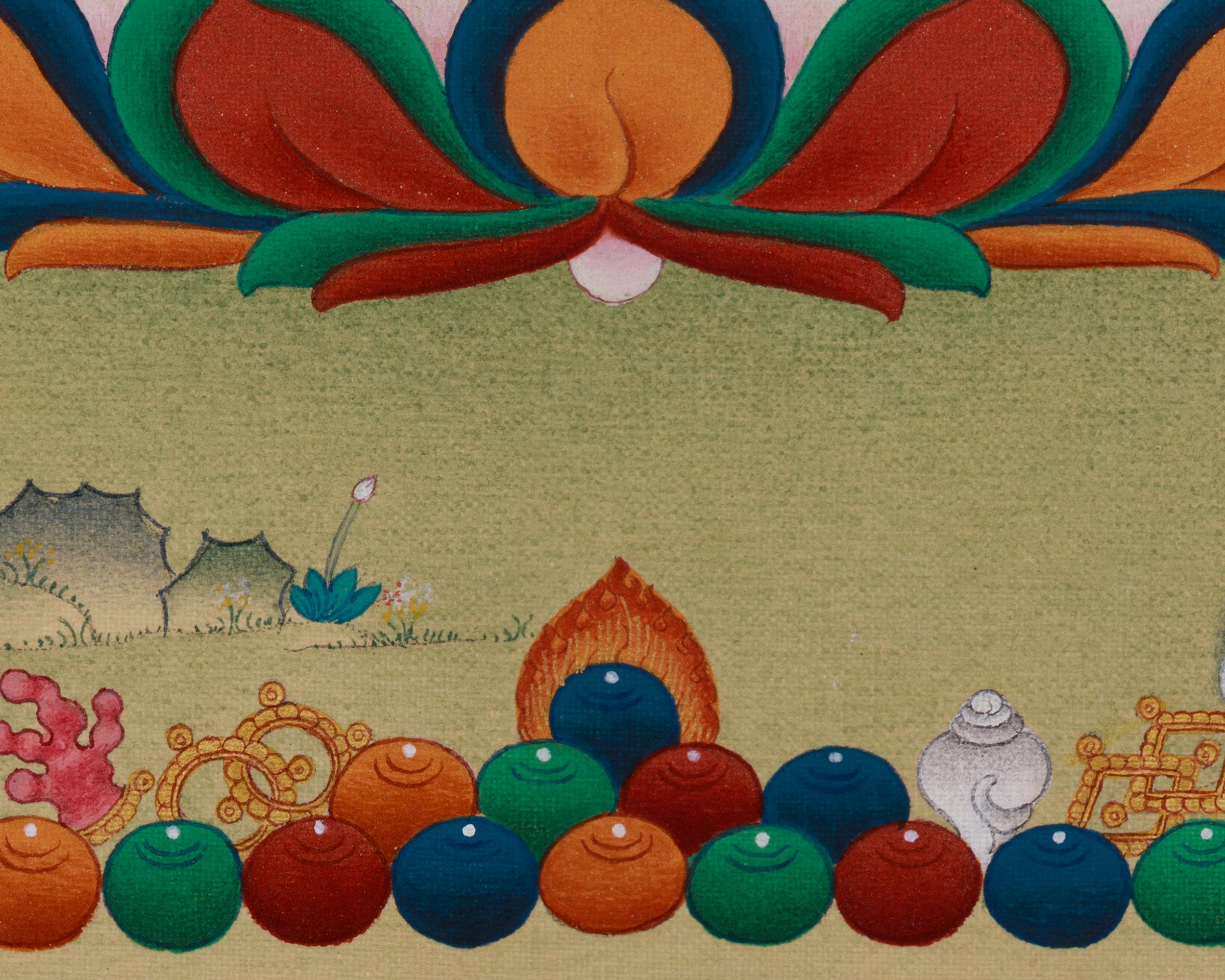 Himalayan Thangka of Namtoshe with Ratnasambhava | Sacred Wealth and Wisdom Art