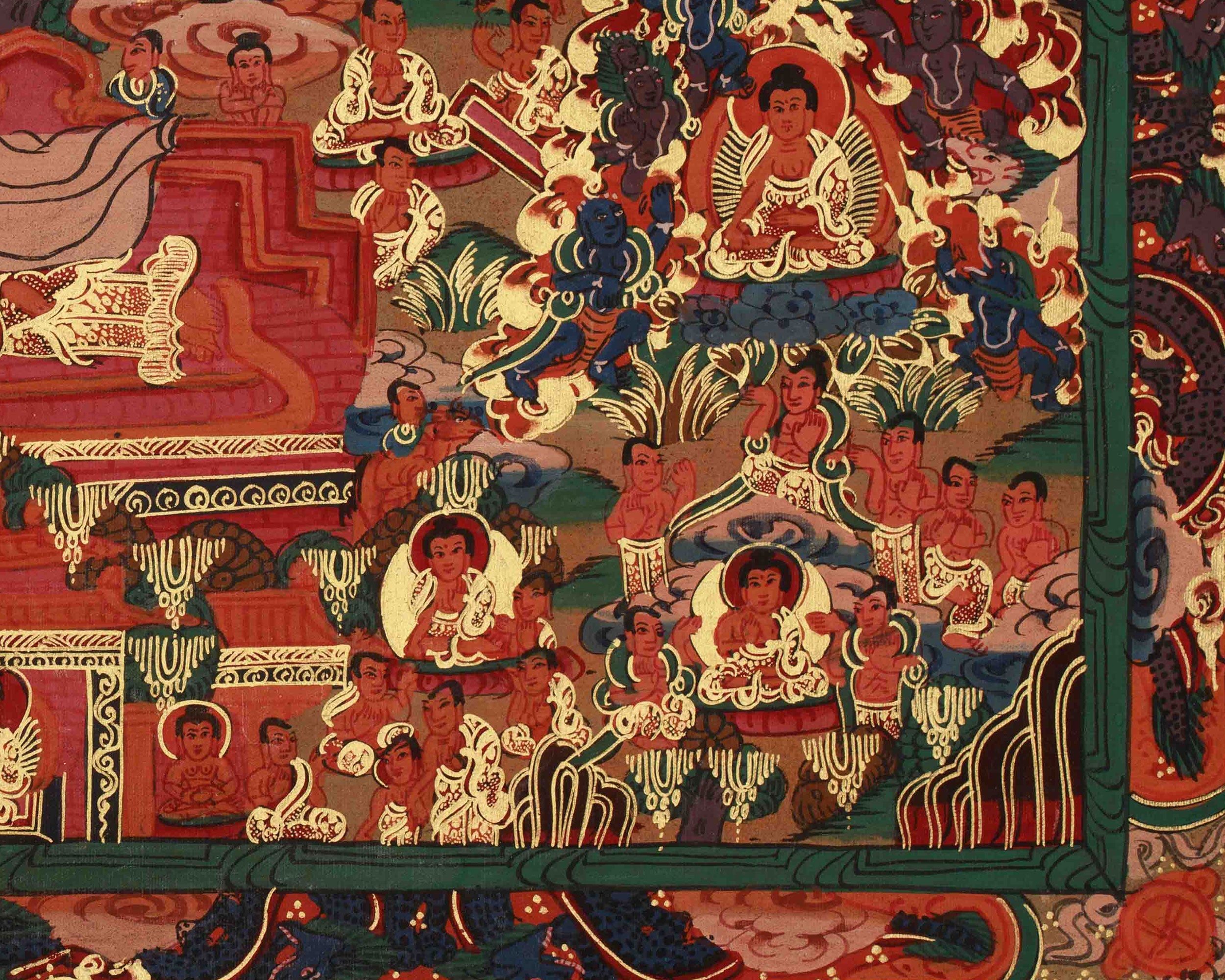Sacred Buddha Life Story Thangka | Siddhartha Gautama | Spiritual Path To Enlightenment
