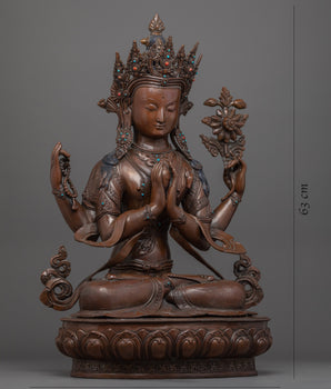 Statue of Chenrezig | Handmade Copper Sculpture of avalokiteshvara