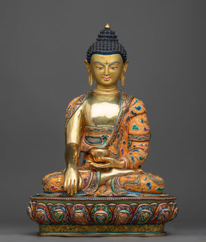 beautiful copper statue of shakyamuni-buddha