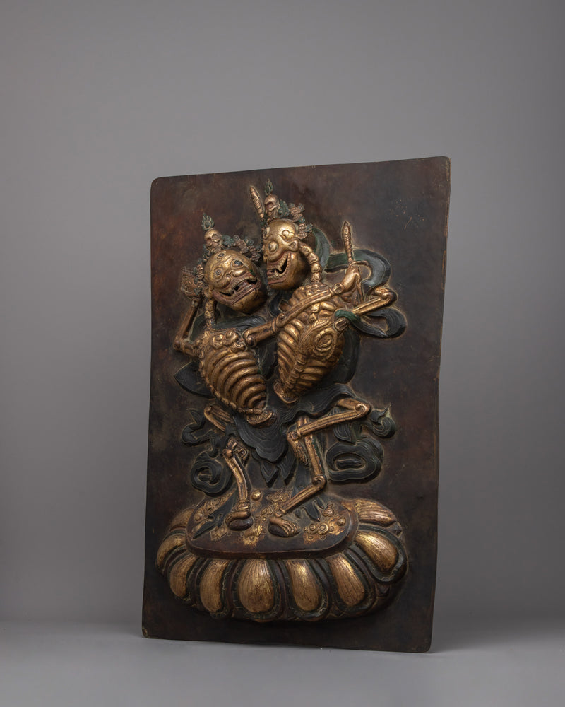 Tibetan Citipati Wall Hanging | Sacred Decor Shrine of Impermanence and Spiritual Protection