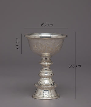 Decorative Silver Butter Lamp | Handcrafted Offering Lamp for Home