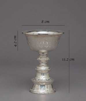 Elegant Silver Butter Lamp | Elegant Spiritual Decor for Home Altar