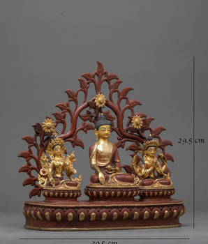 Shakyamuni Buddha with Sitatara and Chenrezig | Embark on a Journey of Enlightenment