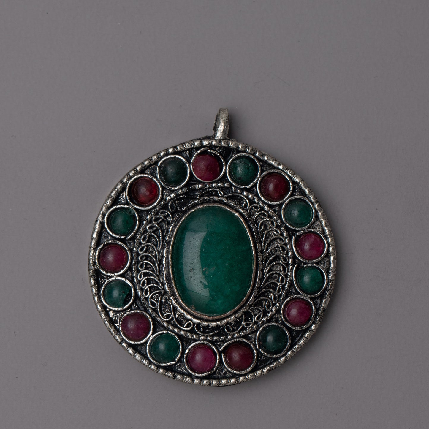 Brass Locket with Turquoise and Panna | Design with Beautiful Detailing