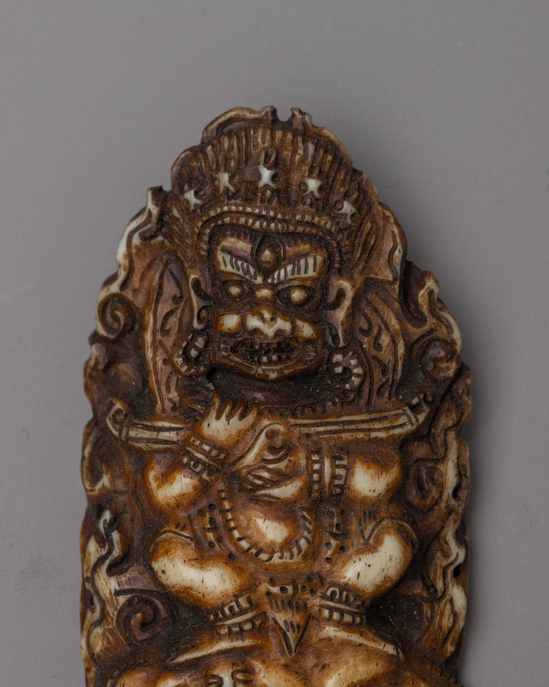 Authentic Mahakala Bone Stamp |  Handcrafted Sacred Ritual Tool