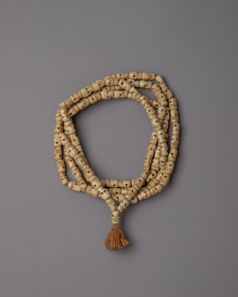 Bone Skull Mala Beads | Buffalo Bone Beads for Meditation