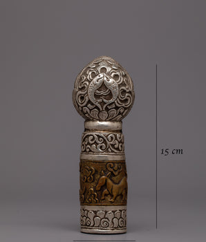Auspicious Tibetan Seal | Handmade Religious Tool Highlighting Tibetan Symbolism