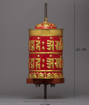 Traditional Prayer Wheel |  Handcrafted Spiritual Tool for Rituals