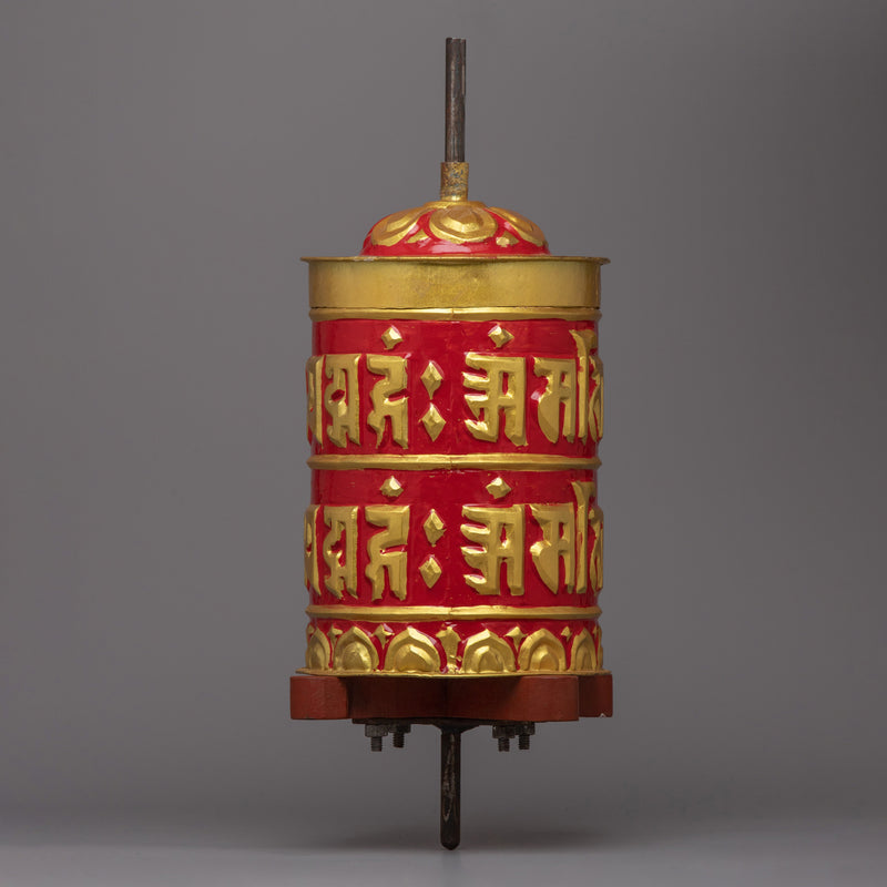 Traditional Prayer Wheel |  Handcrafted Spiritual Tool for Rituals