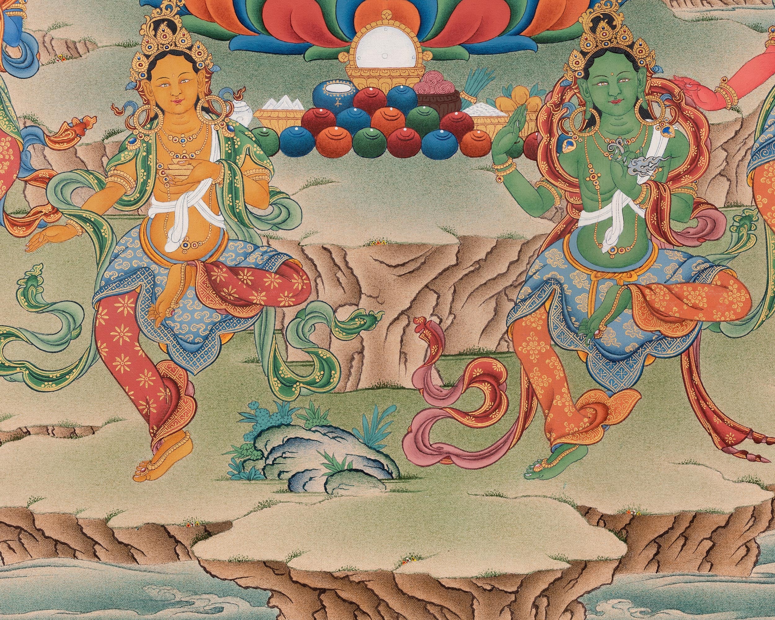 Standing Guru Orgyen Menla with Four Elements | Buddhist Healing Guru