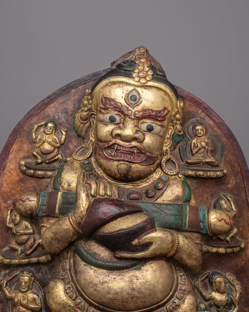 God of Time Mahakala Wall Hanging | Tibetan Buddhist Wall Art of Fierce Protector Mahakala