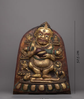 God of Time Mahakala Wall Hanging | Tibetan Buddhist Wall Art of Fierce Protector Mahakala