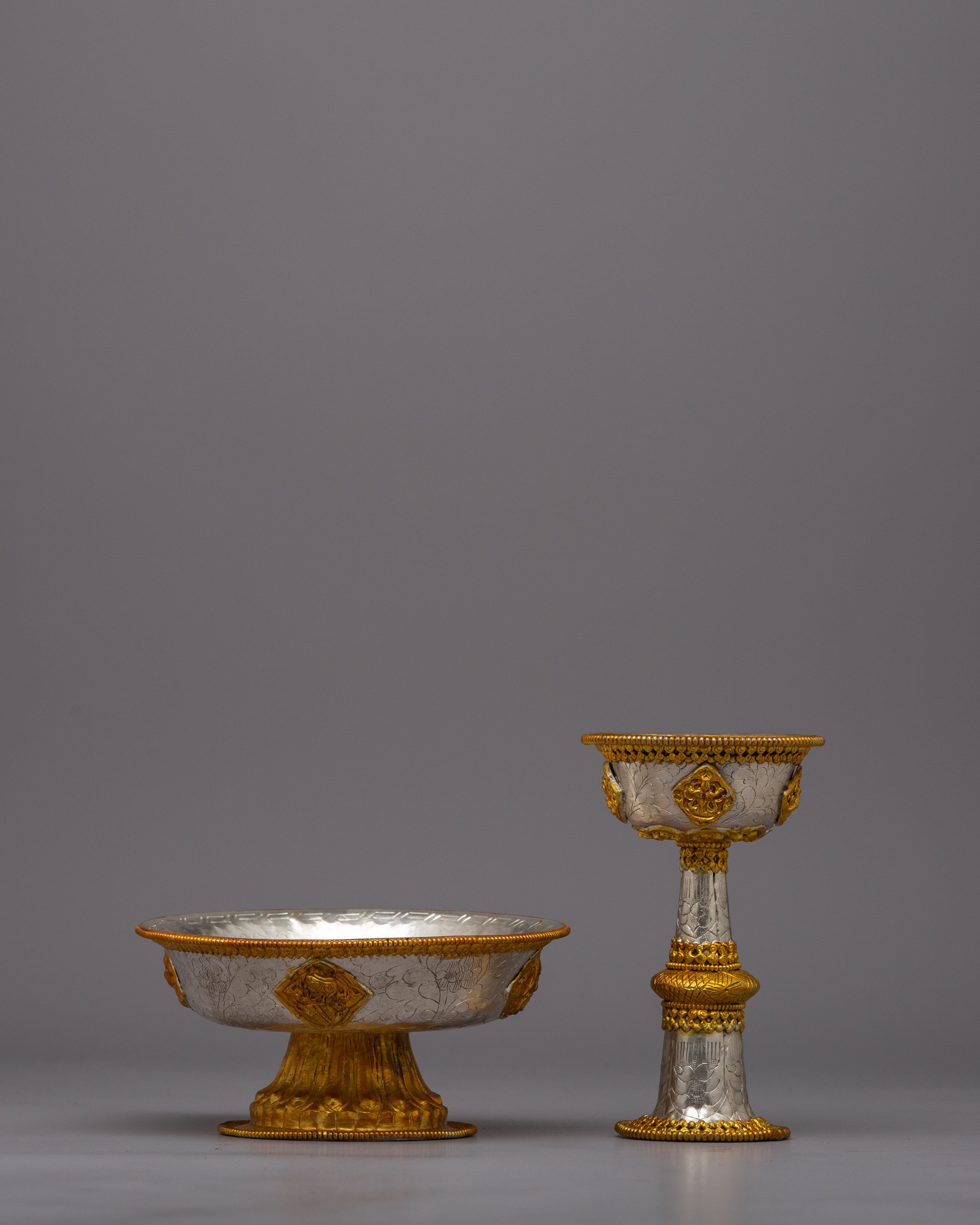 Elegant Tibetan Buddhist Serkyem | Ritual Offering Vessel for Ceremonies