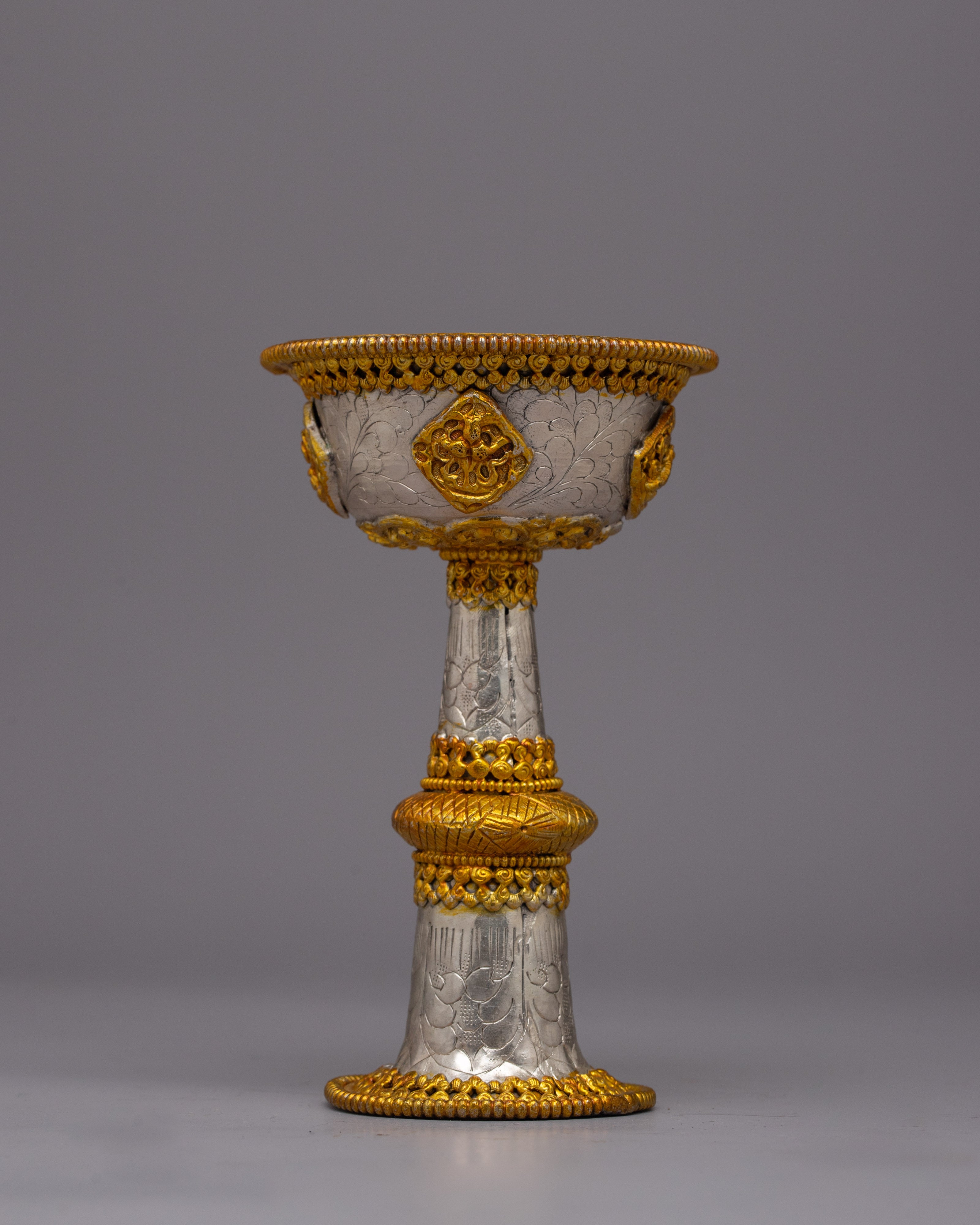Elegant Tibetan Buddhist Serkyem | Ritual Offering Vessel for Ceremonies