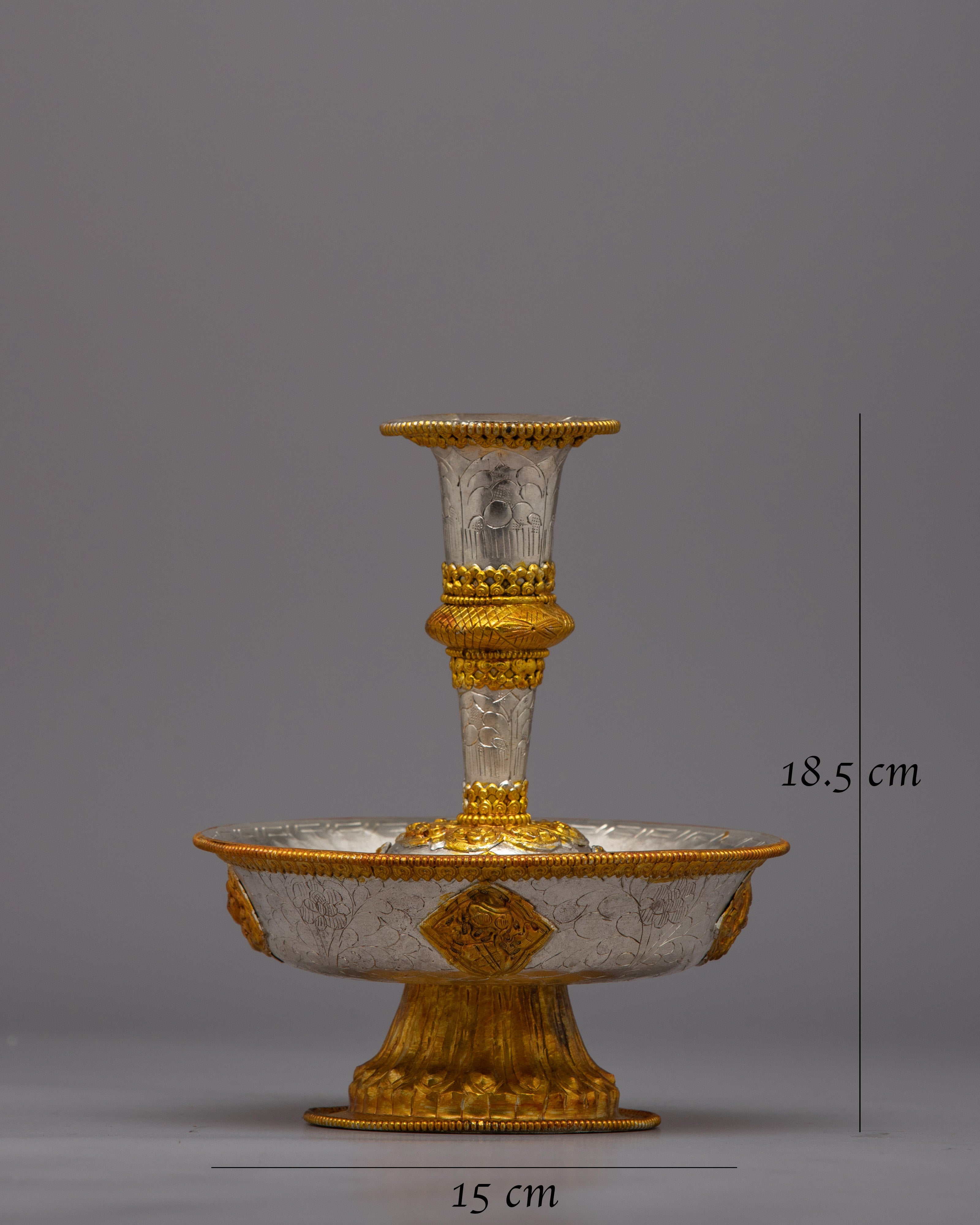 Elegant Tibetan Buddhist Serkyem | Ritual Offering Vessel for Ceremonies