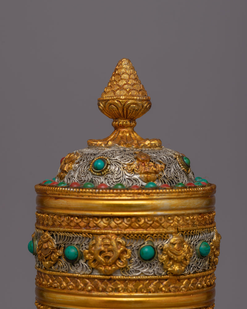 Traditional Tibetan Rice Pot  | Gold-Plated Ritual Vessel for Sacred Spaces