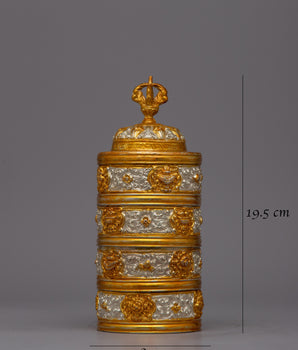 Spiritual Tibetan Rice Pot | Handcrafted Copper with Gold-Plated Design