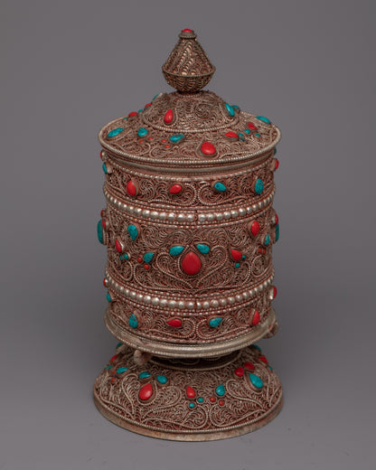 Elegant Prayer Wheel | Handcrafted for Peace and Meditation