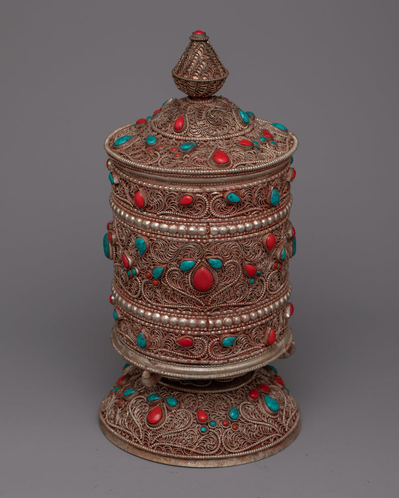 Elegant Prayer Wheel | Handcrafted for Peace and Meditation