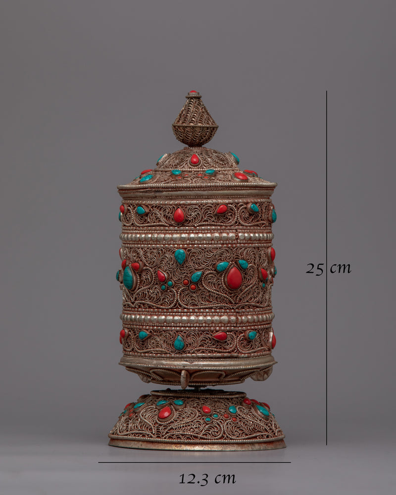 Elegant Prayer Wheel | Handcrafted for Peace and Meditation