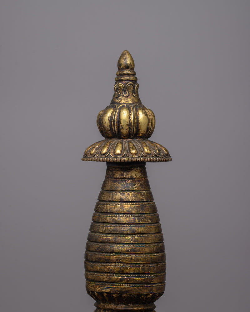 Traditional Copper Tibetan Stupa |  Handcrafted Sacred Symbol for Peaceful Decor