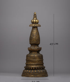 Traditional Copper Tibetan Stupa |  Handcrafted Sacred Symbol for Peaceful Decor