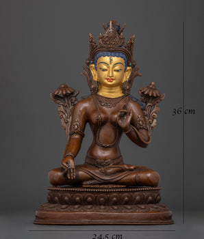 White Tara Goddess Statue | Female Buddha Sculpture for Divine Compassion and Healing