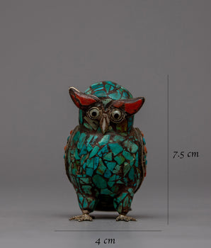 Charming Owl Set | Intricate Turquoise and Coral Inlays