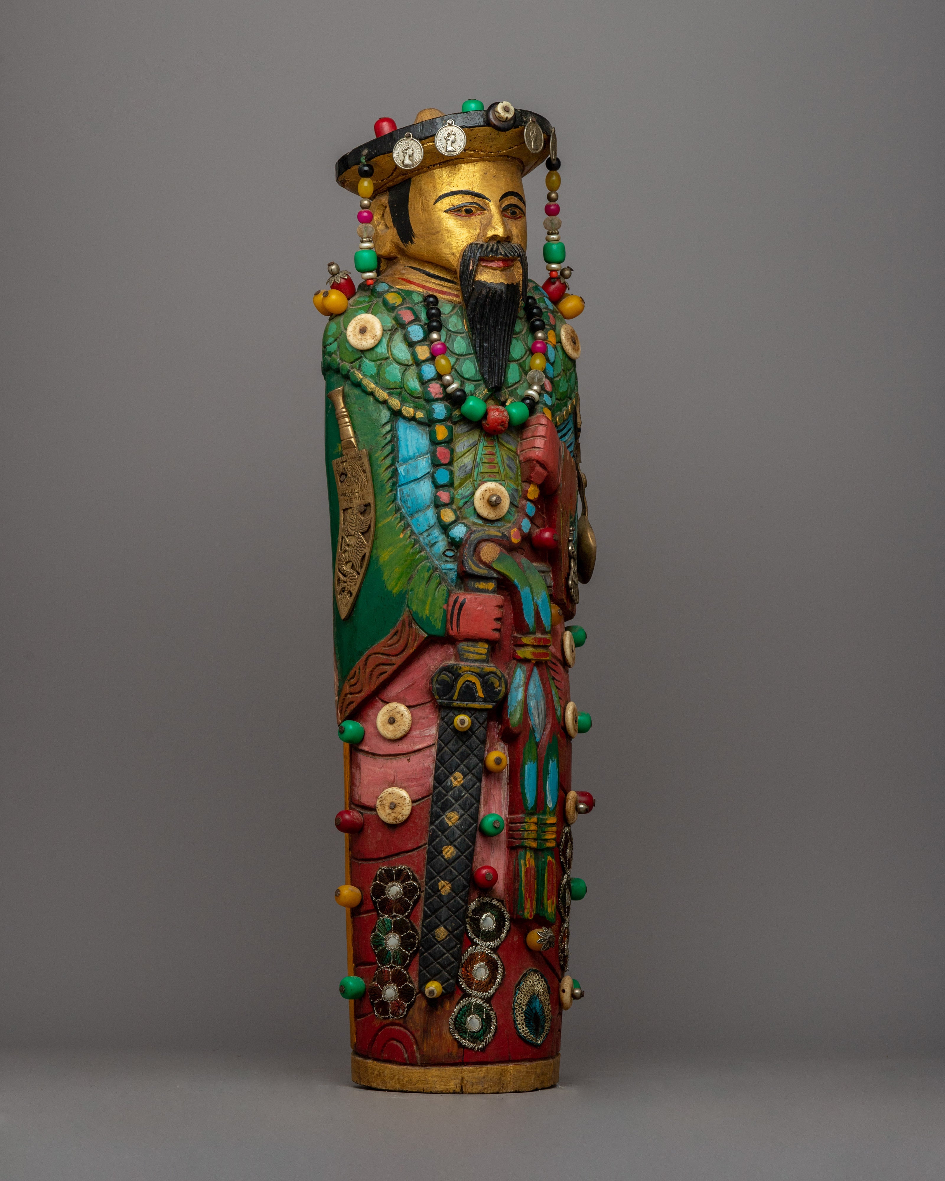 Wooden Pair Statues of Chinese Emperor and Empress | Traditional Chinese Figurines