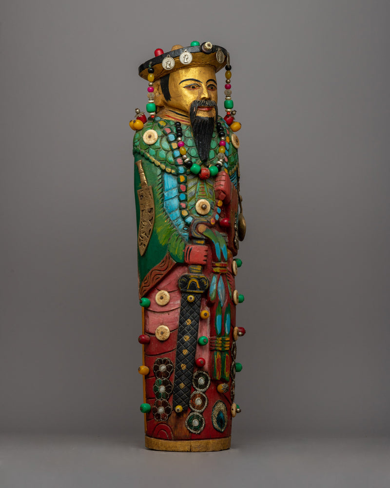 Wooden Pair Statues of Chinese Emperor and Empress | Traditional Chinese Figurines