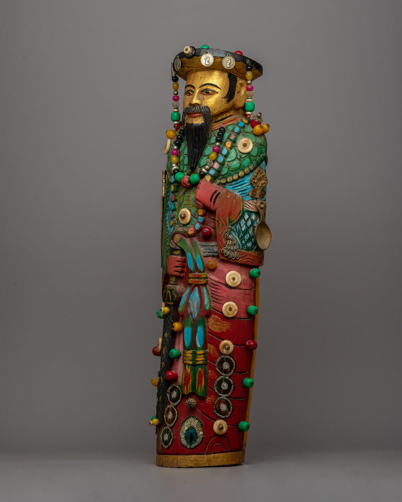 Wooden Pair Statues of Chinese Emperor and Empress | Traditional Chinese Figurines