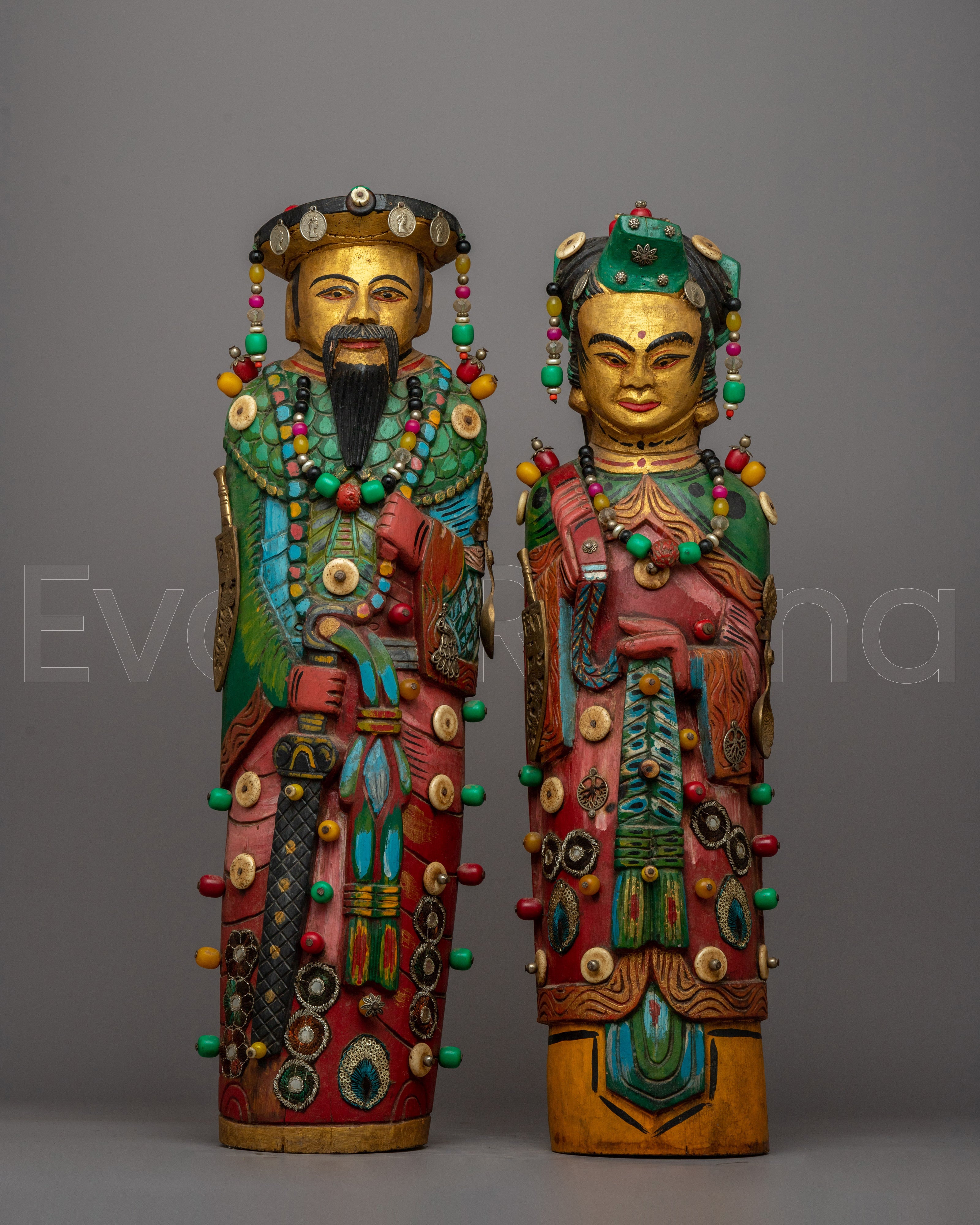 Wooden Pair Statues 
