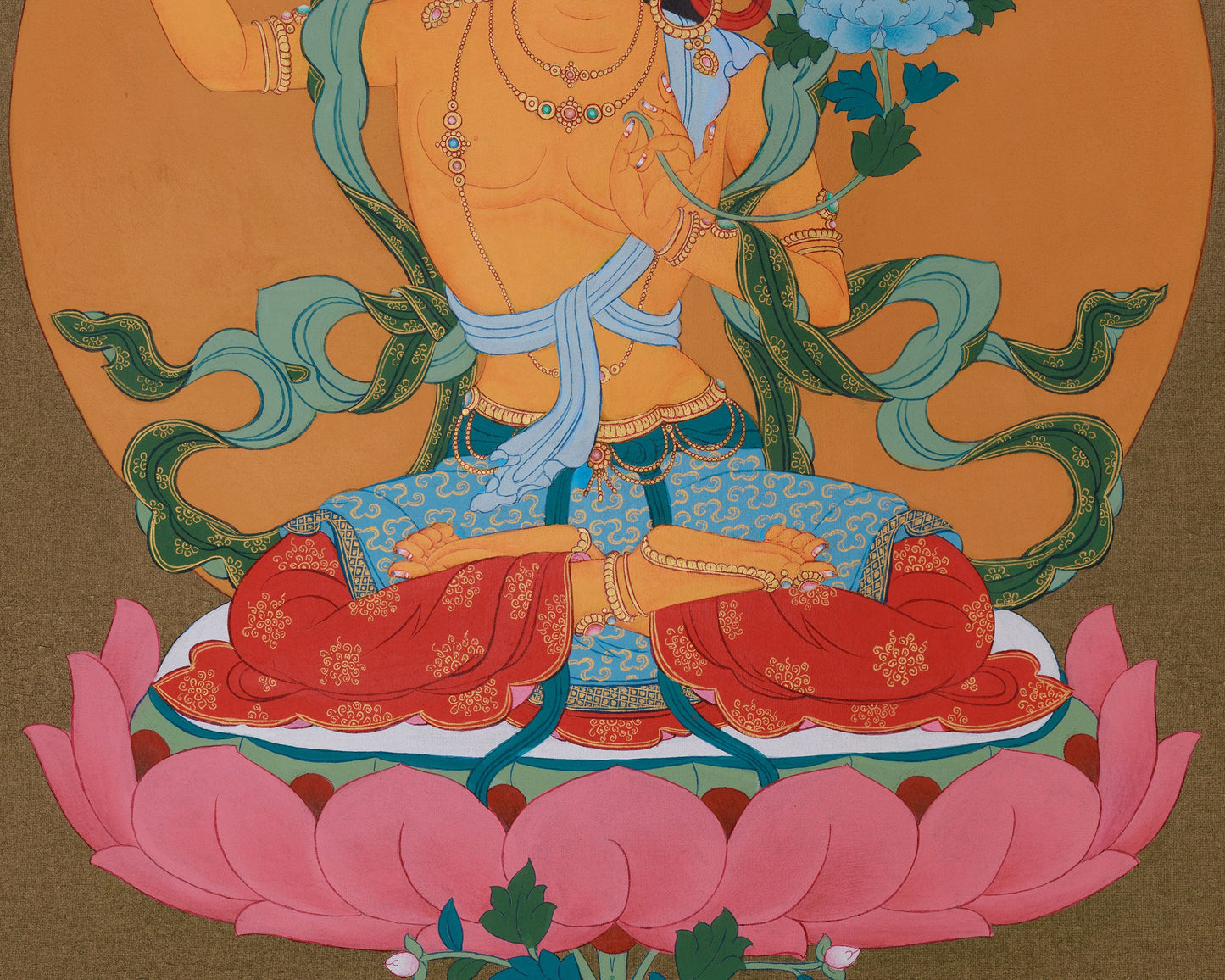 Manjushri, Buddha of Knowledge | 24K Gold, Acrylic on Cotton Canvas