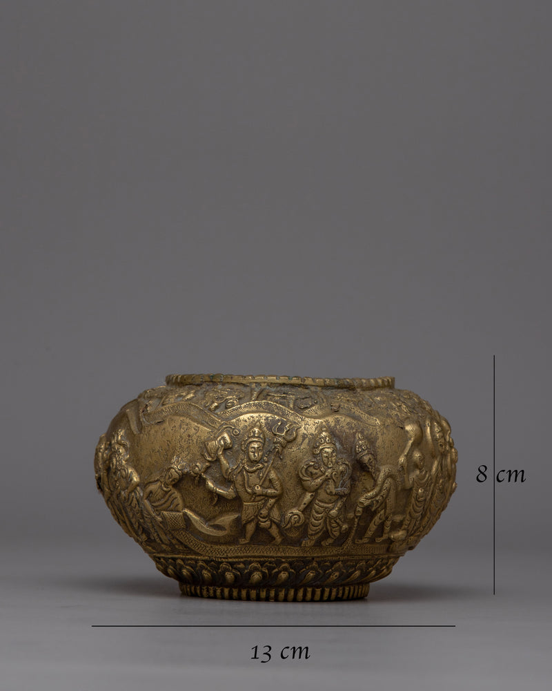 Buddhist Brass Offering Bowl Rice Pot | Enhance Your Spiritual Space with Sacred Symbolism