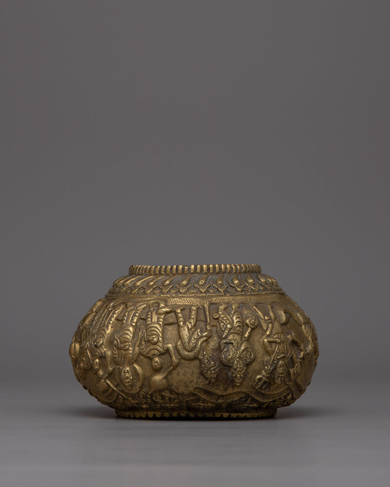 Buddhist Brass Offering Bowl Rice Pot | Enhance Your Spiritual Space with Sacred Symbolism