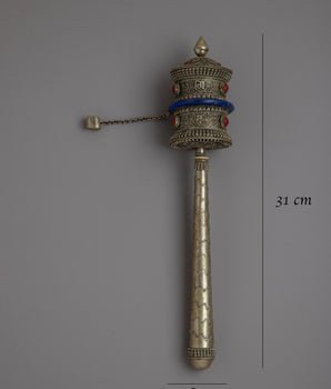 Buddhist Hand Prayer Wheel | Exquisite Handheld Prayer Wheel for Timeless Devotion